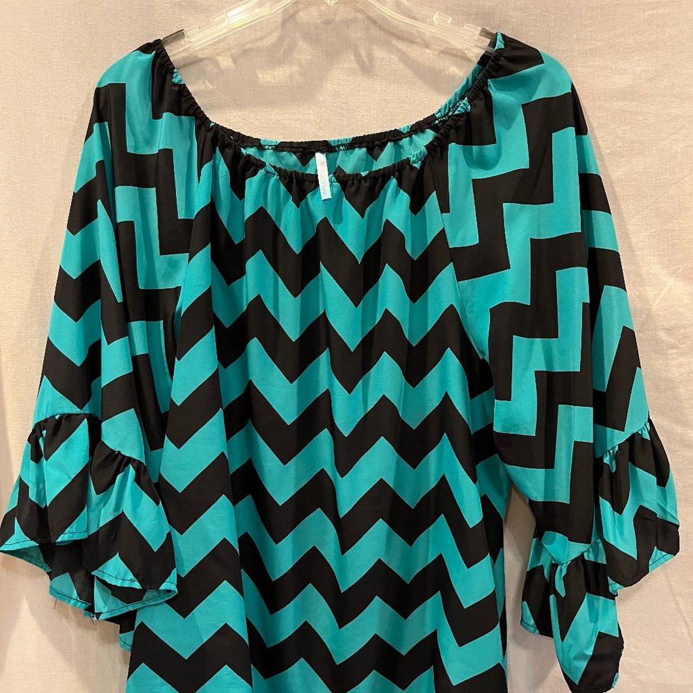 Mint and Black Blouse